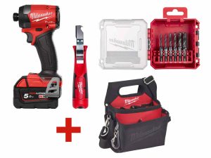Kit masina de insurubat Milwaukee M18 - Promoții și Performanță 1 PROMO: Kit masina de insurubat cu impact Milwaukee M18, 226 Nm, 1/4 inch Hex, cleste dezizolare, set burghie HSS-G, geanta cadou, 4933479865-PROMO. Fiabilitate si performanță