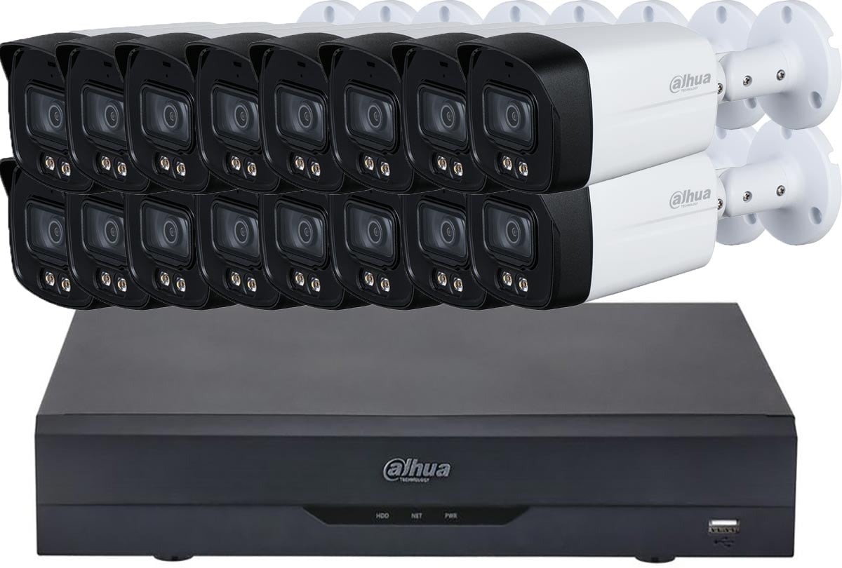 Pachet cu sistem de supraveghere compus din 16 camere cu microfon Dahua Full Color, 5MP, si DVR cu AI, KIT-DAHUA16-5MPLED40. Fiabilitate si performanță 1 Pachet cu sistem de supraveghere compus din 16 camere cu microfon Dahua Full Color