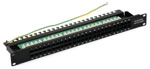 Patch Panel telefonic 1U, 50 porturi 8P4C, cu suport pentru cablu, montaj rack 19 inch, TS-PP-TEL-50P. Fiabilitate si performanță