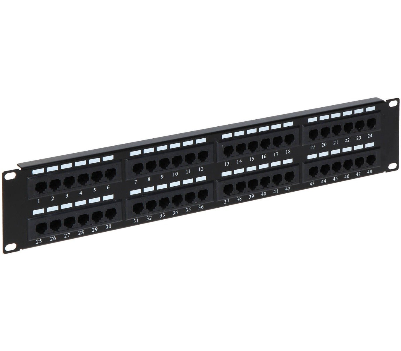 Patch panel 19", 48 porturi Cat6, 2U, organizator cabluri, Safer PATCHPANEL-C6-48P. Fiabilitate si performanță 1 Patch panel 19"