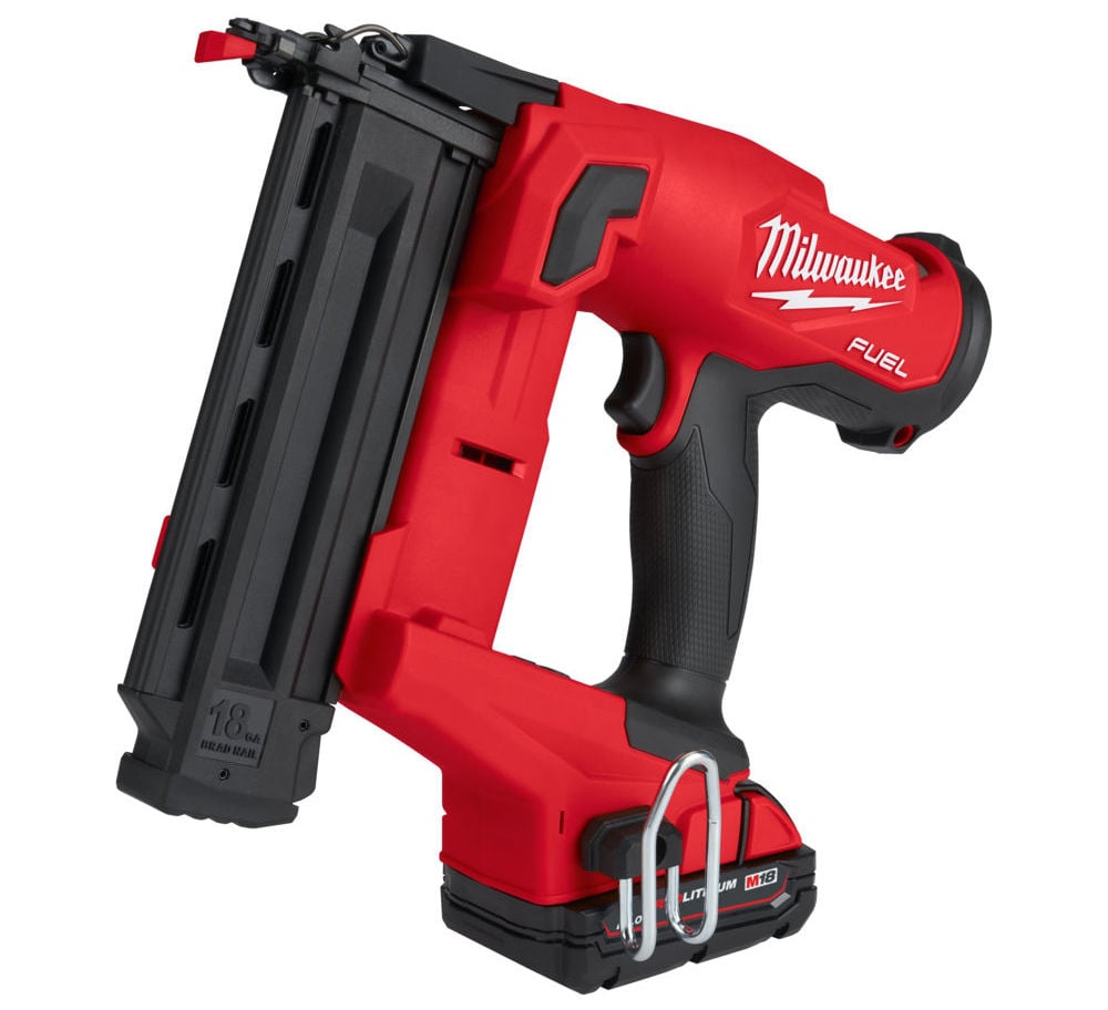 Pistol pentru cuie Milwaukee M18 FN18GS-202X, cuie 16-54mm, capacitate 110, 2 acumulatori M18 B2, sistem FUEL, 4933471407. Fiabilitate si performanță 1 Pistol pentru cuie Milwaukee M18 FN18GS-202X