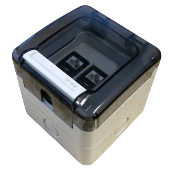 Priza pentru 2 cabluri RJ45, IP66, termoplastic rezistent la radiatii UV si substante chimice, Alantec OS002IP. Fiabilitate si performanță 1 Priza pentru 2 cabluri RJ45