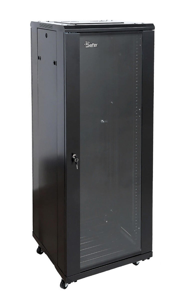 Rack 22U, 19 inch, montaj pe podea, cu roti, usa sticla, 600x 600, Safer RACK22U6060-FLOOR. Fiabilitate si performanță 1 Rack 22U