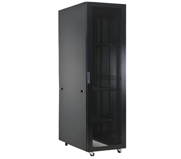 Rack 22U, 19 inch, montaj pe podea, cu roti, usa sticla, 600x 800 ...