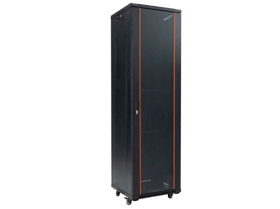 Rack de podea 42U, 19 inch, 600x1000, capacitate 800kg, sticla securizata, negru, IP20, Safer SAF-NC-6142. Fiabilitate si performanță 1 Rack de podea 42U