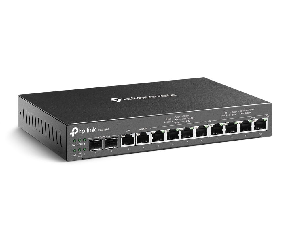 Router 10 porturi, Gigabit, 8 porturi PoE, VPN, SFP, 110W, Omada, Tp-Link, ER7212PC. Fiabilitate si performanță 1 Router 10 porturi