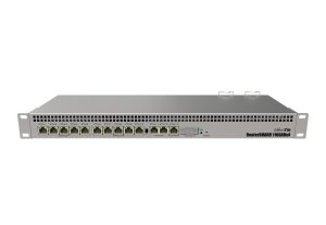 Router, 13 porturi RJ45, gigabit, 1 GB RAM, CPU 4 nuclee, 1.4 Ghz, Mikrotik, RB1100x4. Fiabilitate si performanță