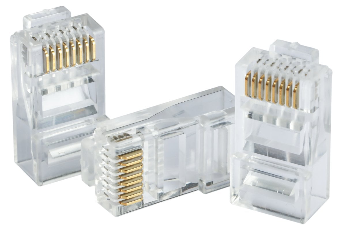 Set 100 buc conectori RJ45 CAT6, Dahua, PFM976-631. Fiabilitate si performanță 1 Set 100 buc conectori RJ45 CAT6