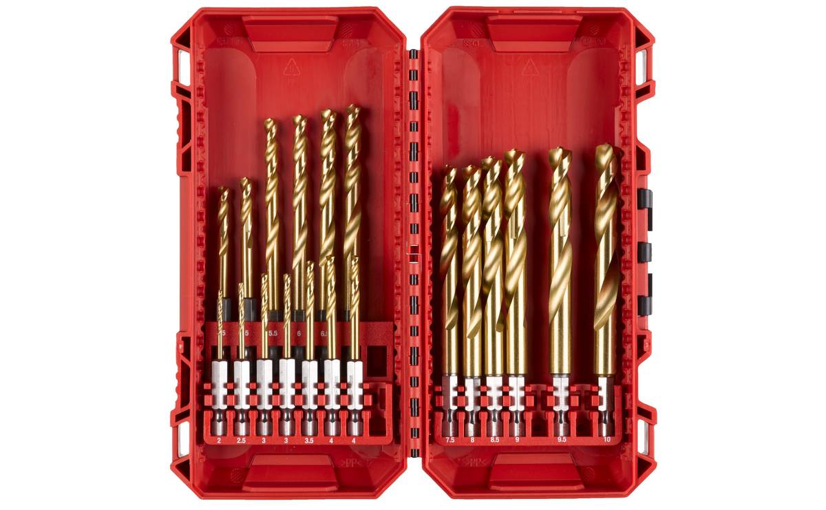 Set 19 burghie Milwaukee pentru metal, HSS Ground, tija hex 1/4 inch, diametru 2-10mm, invelis din titan, cutie depozitare, 4932493866. Fiabilitate si performanță 1 Set 19 burghie Milwaukee pentru metal