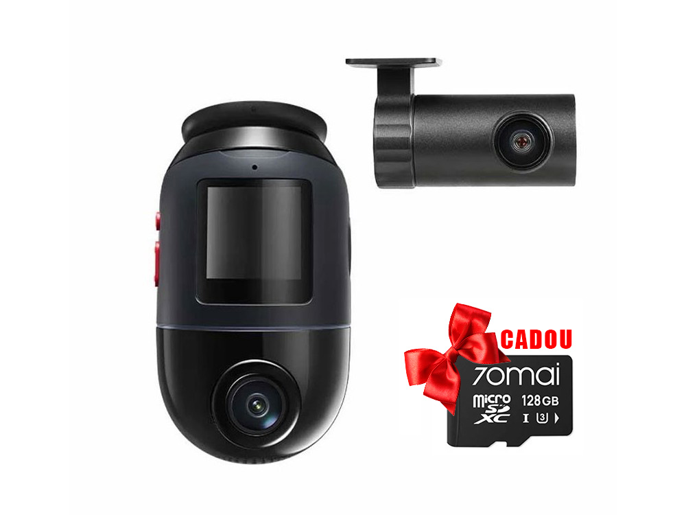 Set 2 camere auto, X800, 8MP 4K, Wi-Fi 6, Starvis 2, detectie AI miscare, control vocal, camera spate RC14, card 128 GB cadou, X800-2BK + SD-128G. Fiabilitate si performanță 1 Set 2 camere auto