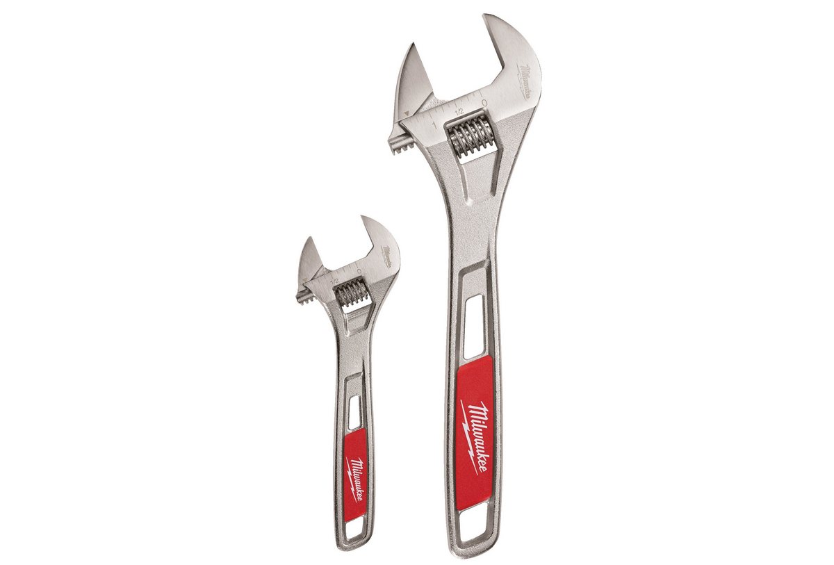 Set 2 chei ajustabile Milwaukee, deschidere pana la 38mm, placate cu crom, maner ergonomic, orificiu agatare, 48227400. Fiabilitate si performanță 1 Set 2 chei ajustabile Milwaukee