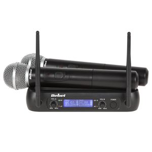 Set 2 microfoane wireless + receptor VHF Rebel