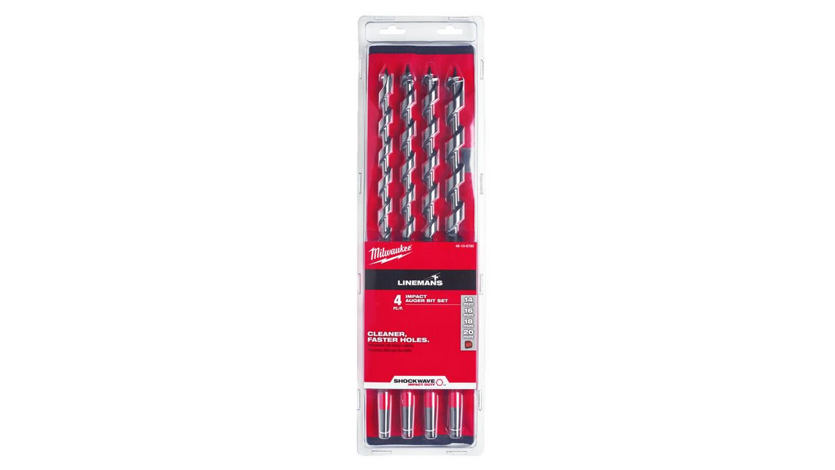 Set 4 burghie sfredel Milwaukee, pentru lemn, placaj, PAL, WPC, geometrie Through-Center, inclinare 20 grade, 48136780. Fiabilitate si performanță 1 Set 4 burghie sfredel Milwaukee