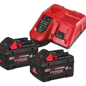 Set acumulatori Milwaukee M18 FB8 FORGE™ si incarcator rapid M12-18 FC