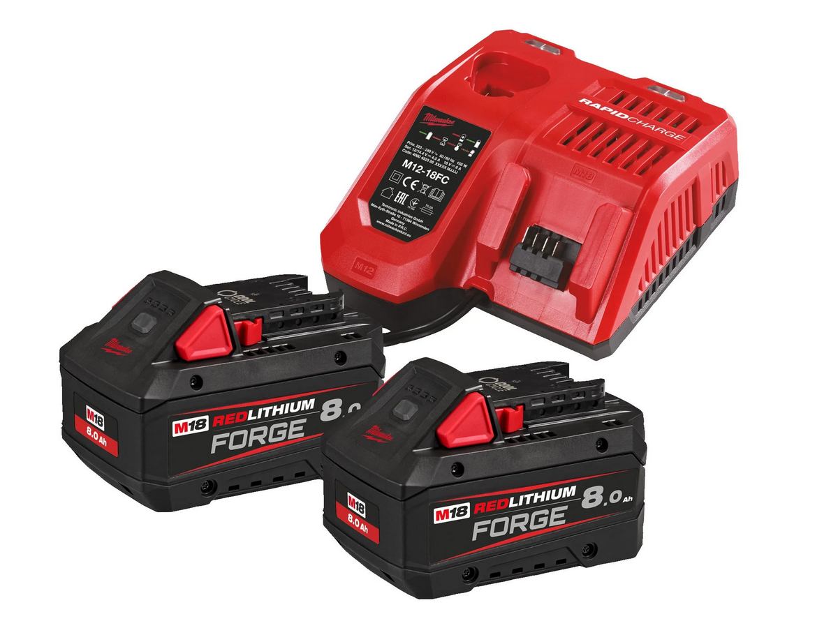 Set acumulatori Milwaukee M18 FB8 FORGE™ si incarcator rapid M12-18 FC, 4933498612. Fiabilitate si performanță 1 Set acumulatori Milwaukee M18 FB8 FORGE™ si incarcator rapid M12-18 FC