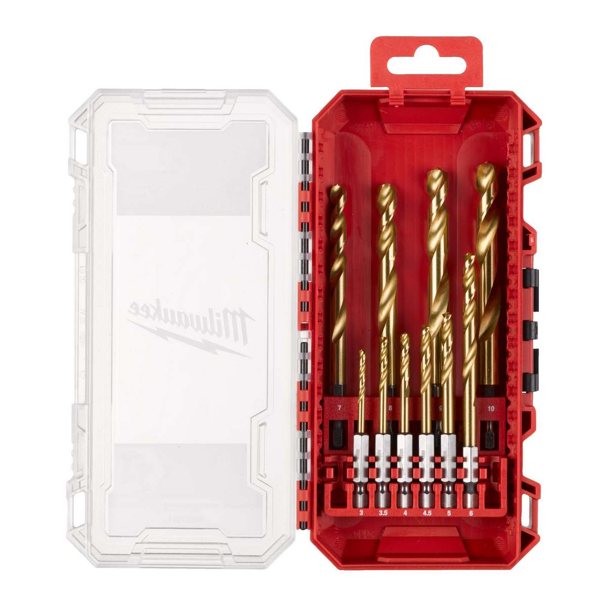 Set burghie Milwaukee Shockwave HSS-G, 10 piese, Red Hex, tija 1/4 inch hex, invelis titan, unghi 135 grade, 4932493865. Fiabilitate si performanță 1 Set burghie Milwaukee Shockwave HSS-G