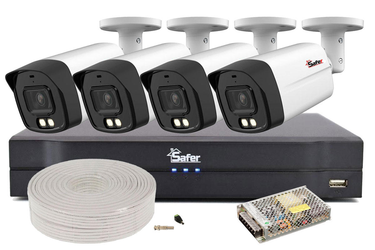 Sistem de supraveghere 4 camere exterior, Iluminare duala 40m, Lentila 2.8 mm, Audio, DVR 4 canale, Accesorii incluse KITSAF-4X-5MP28IL40ACC. Fiabilitate si performanță 1 Sistem de supraveghere 4 camere exterior