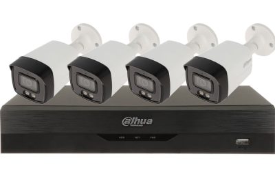Sistem supraveghere 4 camere exterior Full Color 5MP + DVR cu AI, Dahua