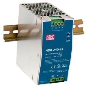 Sursa de alimentare Mean Well NDR-240-24, 24V, 10A, montare pe sina DIN. Fiabilitate si performanță – ofertă, preț și specificații