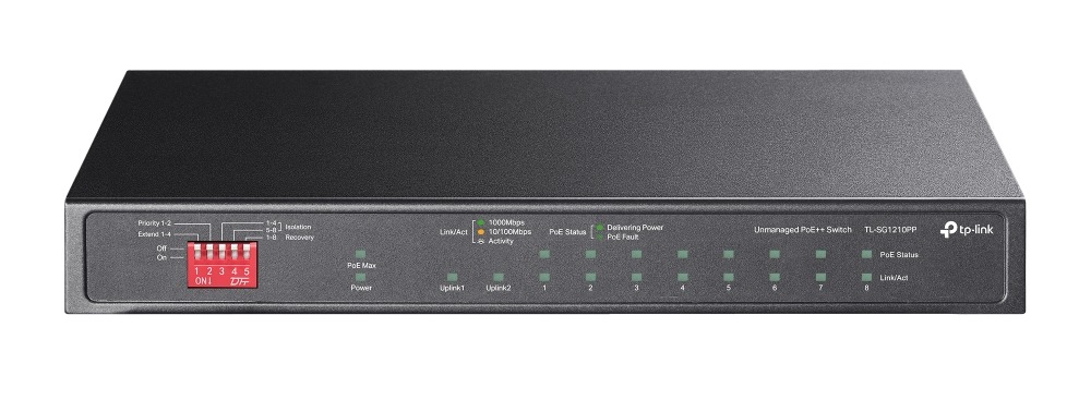 Switch 10 porturi Gigabit Tp-Link TL-SG1210PP, 6 porturi PoE+, 2 porturi PoE++, 1 port SFP/RJ45, 1 port RJ45, 123W. Fiabilitate si performanță 1 Switch 10 porturi Gigabit Tp-Link TL-SG1210PP