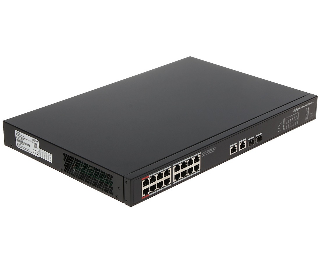 Switch 20 porturi gigabit, 16 porturi PoE, 240W, Dahua PFS3220-16GT-240. Fiabilitate si performanță 1 Switch 20 porturi gigabit