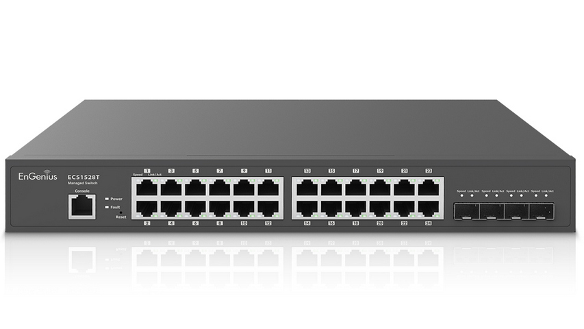 Switch 24 porturi Gigabit, 4x 10Gbps SFP+, cu management, EnGenius ECS1528T. Fiabilitate si performanță 1 Switch 24 porturi Gigabit