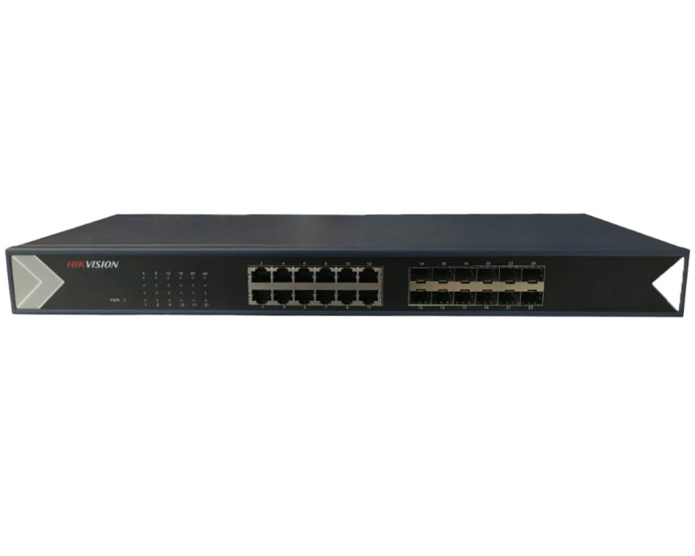 Switch 24 porturi, Hikvision DS-3E0524TF, 12x PoE Gigabit, 12x SFP Gigabit, montare in rack 19", carcasa metalica. Fiabilitate si performanță 1 Switch 24 porturi