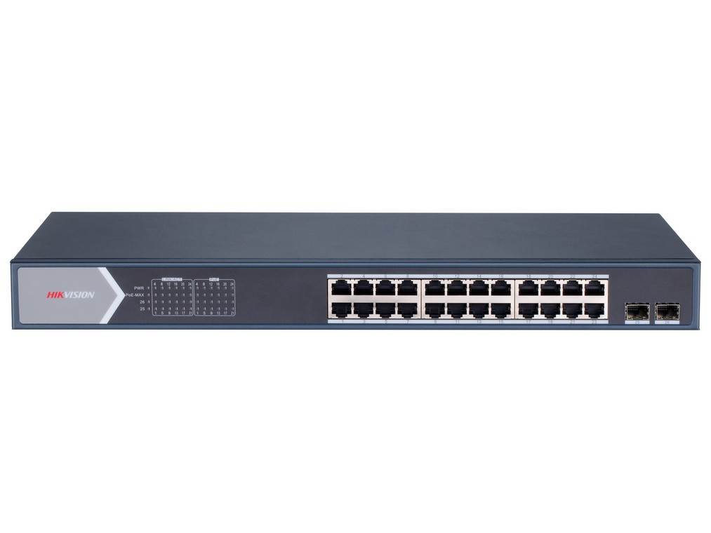 Switch 24 porturi PoE Gigabit, 2x SFP, cu management, Hikvision DS-3E1526P-SI, putere PoE 370W, transmisie 300m, Watchdog, protectie supratensiune 6kV. Fiabilitate si performanță 1 Switch 24 porturi PoE Gigabit