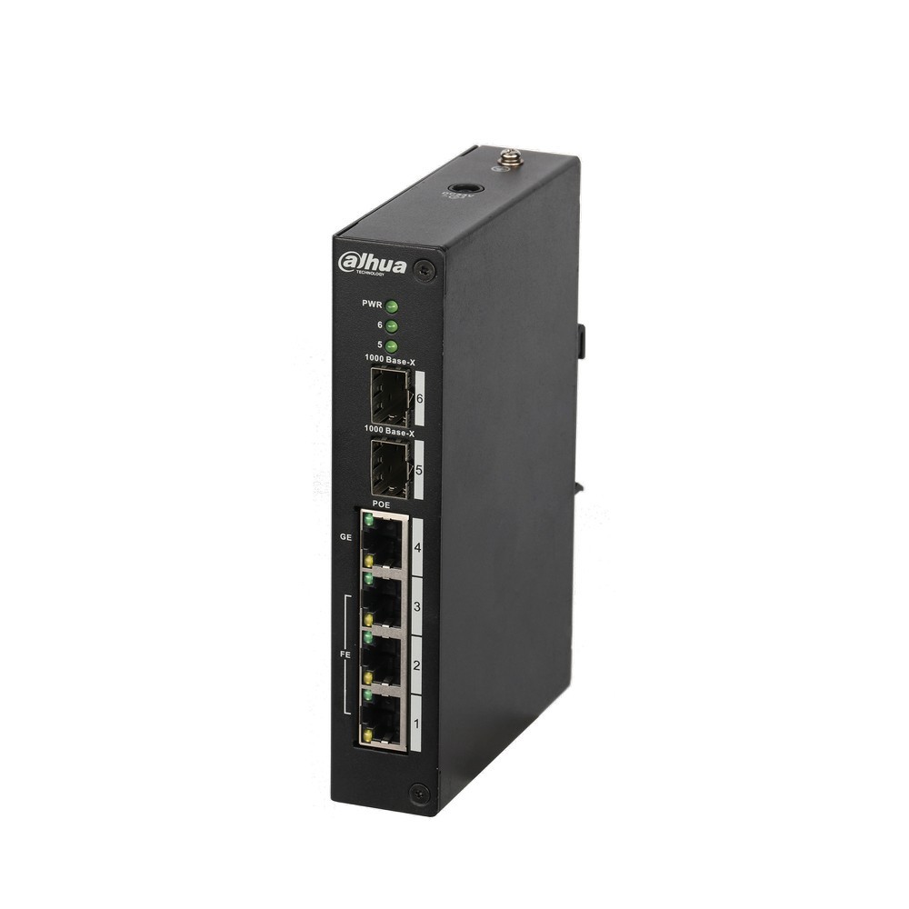 Switch 4 porturi POE, 2x SFP Gigabit, putere PoE 95W, fara management, PFS3206-4P-96 Dahua. Fiabilitate si performanță 1 Switch 4 porturi POE