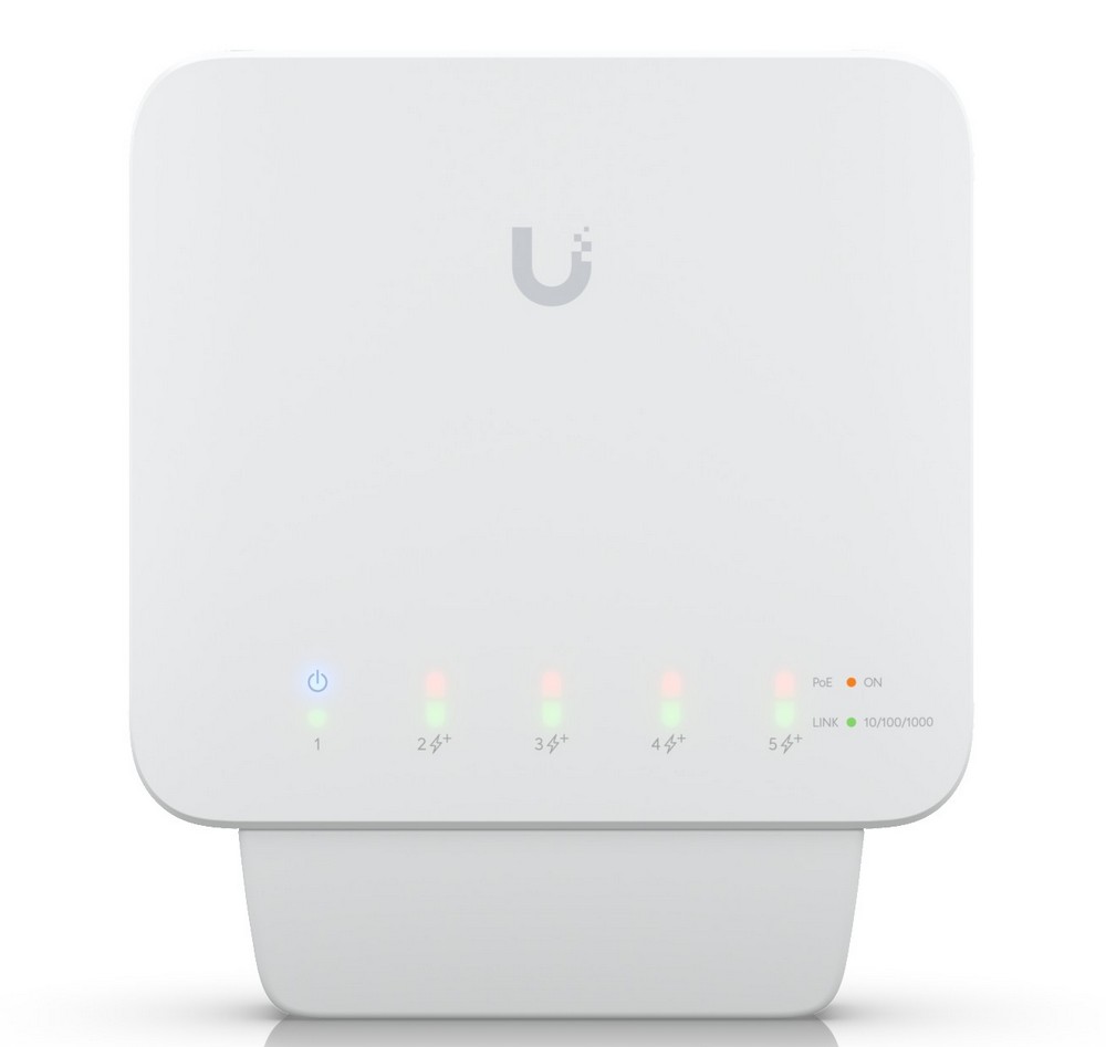 Switch 5 porturi PoE Gigabit, 46W, indicator LED, Ubiquiti USW-FLEX. Fiabilitate si performanță 1 Switch 5 porturi PoE Gigabit