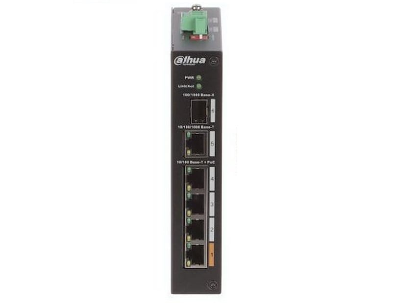 Switch DAHUA PFS3106-4ET-60-V2 industrial 4 porturi PoE, 1 port RJ45 si 1 port SFP 100/1000bps, Watchdog. Fiabilitate si performanță 1 Switch DAHUA PFS3106-4ET-60-V2 industrial 4 porturi PoE