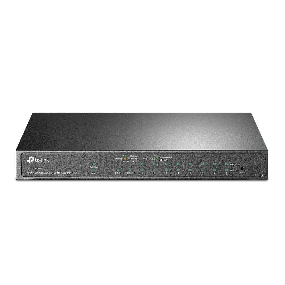 Switch Easy Smart PoE TP-LINK TL-SG1210MPE, 11 porturi, 9x Gigabit RJ45, 1x Combo Gigabit RJ45, 1x Gigabit SFP, 123W, QoS, Management. Fiabilitate si performanță 1 Switch Easy Smart PoE TP-LINK TL-SG1210MPE