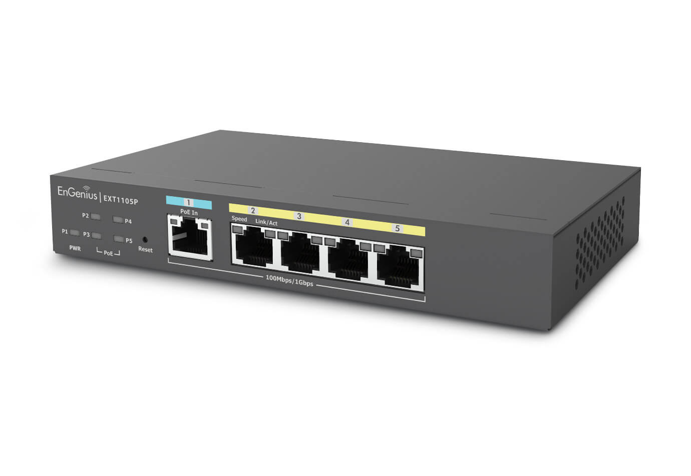 Switch Extender PoE, 4x GE PoE, 1x GE PD, cu management, EnGenius EXT1105P. Fiabilitate si performanță 1 Switch Extender PoE