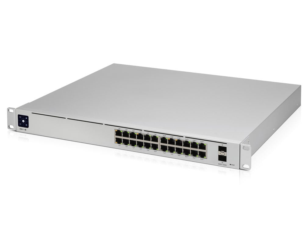 Switch PoE 24 porturi, 2 porturi SFP, cu management, 95W, rackabil, Ubiquiti UniFi USW-24-POE-EU. Fiabilitate si performanță 1 Switch PoE 24 porturi