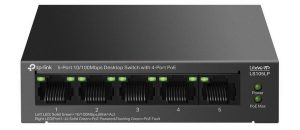 Switch PoE 5 porturi Tp-Link LS105LP - Fiabilitate și Performanță 1 Switch PoE 5 porturi Tp-Link LS105LP, 4x porturi PoE, 1x port RJ45 10/100Mbps, max 41W, fara management. Fiabilitate si performanță