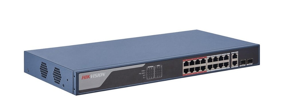 Switch PoE Hikvision DS-3E1318P-EI, 16 Porturi af/at, Buget PoE 230W, cu management, 2x Gigabit SFP, 2X Gigabit RJ-45. Fiabilitate si performanță 1 Switch PoE Hikvision DS-3E1318P-EI