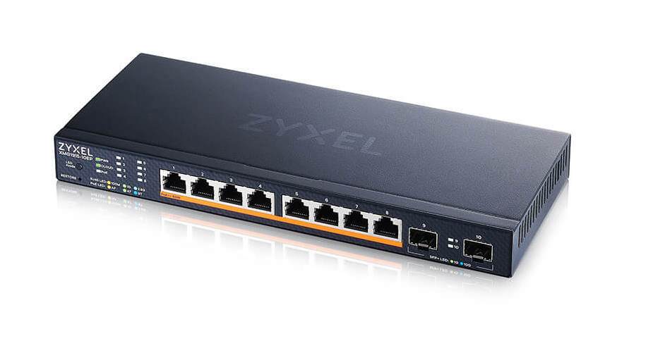 Switch PoE Zyxel XMG1915-10EP-EU01, 10 porturi (8x 2.5GbE PoE + 2x SFP Uplink), cu management NebulaFlex. Fiabilitate si performanță 1 Switch PoE Zyxel XMG1915-10EP-EU01