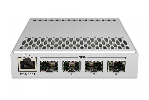 Switch SFP MikroTik CRS305-1G-4S+IN, 10 Gbps / Port Alimentare PoE, RouterOS / SwOS. Fiabilitate si performanță 1 Switch SFP MikroTik CRS305-1G-4S+IN