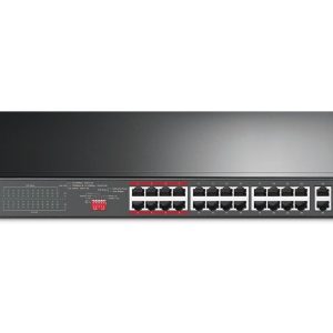 Switch cu 28 porturi TP-Link TL-SL1226P, 24x PoE+ RJ45 10/100Mbps, 2x RJ45 GB, 2x SFP GB Combo, 250W. Fiabilitate si performanță – ofertă, preț și specificații