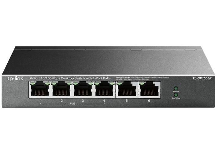 Switch cu 6 porturi, 6x LAN, 4 x PoE+, 67 W, TP-Link, TL-SF1006P. Fiabilitate si performanță 1 Switch cu 6 porturi