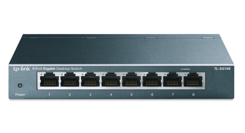 Switch cu 8 porturi Gigabit, 2.77W, Plug and Play, Tehnologie Green Ethernet, TL-SG108 TP-Link. Fiabilitate si performanță 1 Switch cu 8 porturi Gigabit