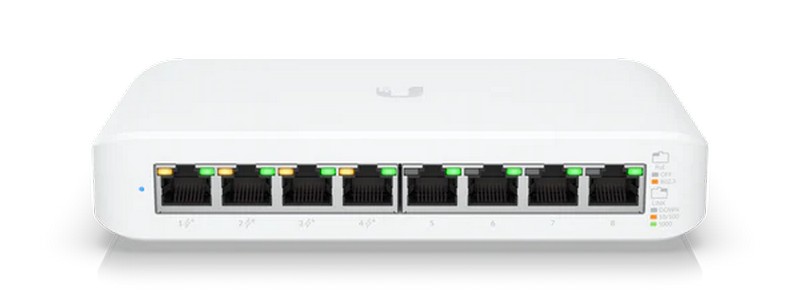 Switch cu 8 porturi Gigabit mixte Ubiquiti, 4 Porturi PoE pana la 52W, 4 Porturi LAN, USW-Lite-8-POE. Fiabilitate si performanță 1 Switch cu 8 porturi Gigabit mixte Ubiquiti