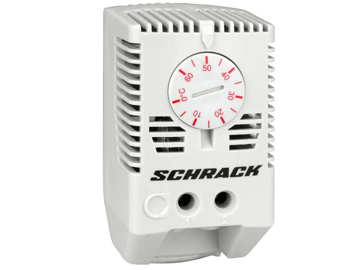Termostat pentru incalzirea dulapurilor Schrack IUK08565, 1NI, comutator rosu. Fiabilitate si performanță 1 Termostat pentru incalzirea dulapurilor Schrack IUK08565