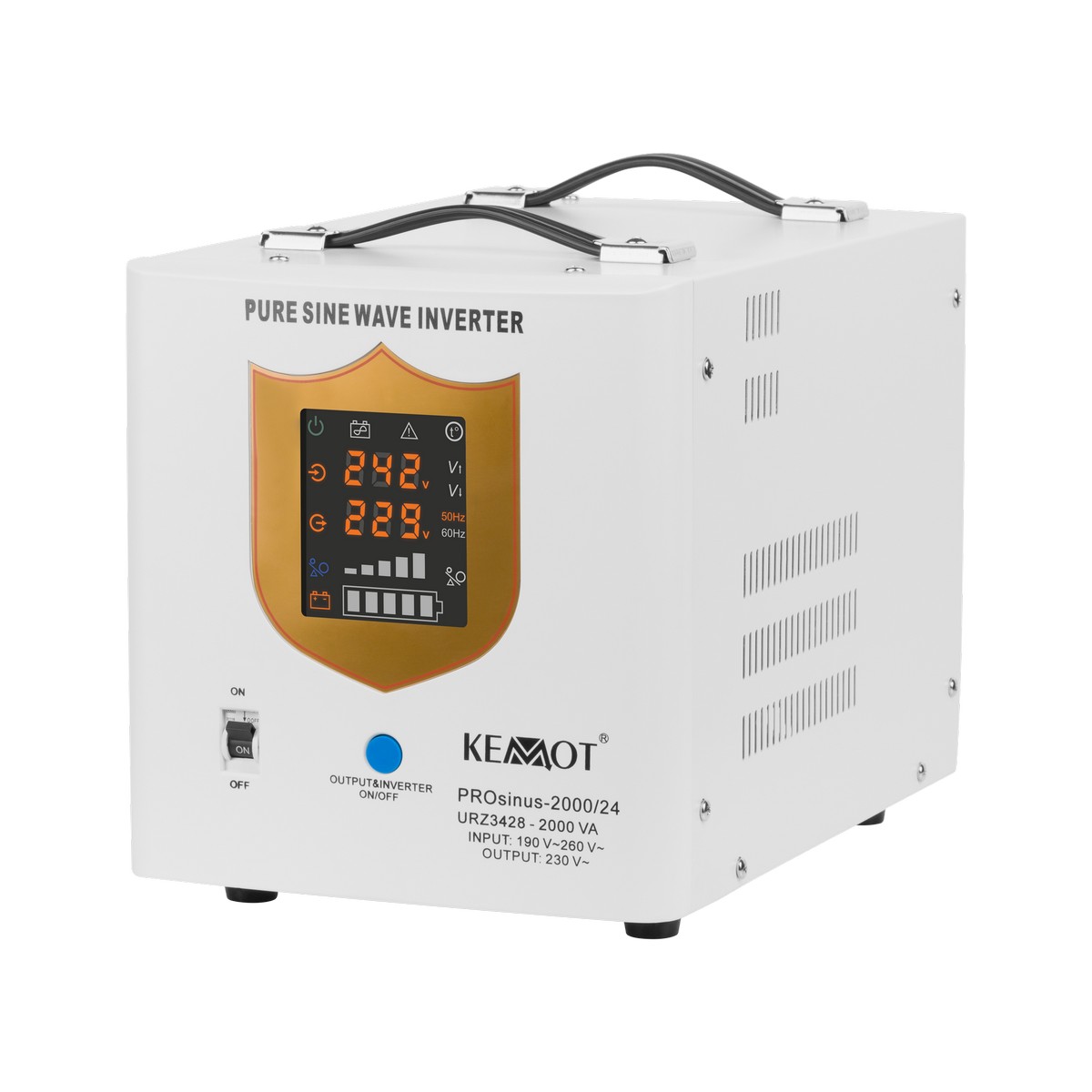 UPS pentru centrale termice, sinusoida pura, 2000VA 1400W, incarcare baterii 24V, 2x schuko, Kemot ProSinus, URZ3428. Fiabilitate si performanță 1 UPS pentru centrale termice