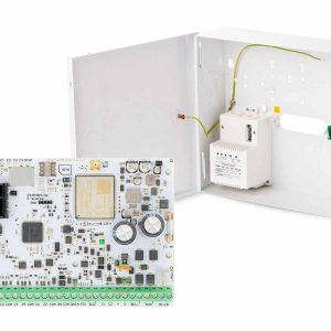 Kit centrala de alarma hibrida wireless/cablata si cutie din metal cu transformator