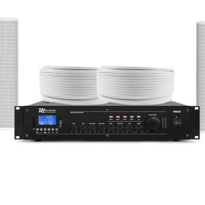 Kit sistem de sonorizare exterior cu 6 coloane 30W + amplificator 240W