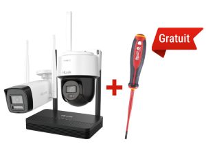 Kit Supraveghere IP Wireless Hikvision HiLook - Performanță și Fiabilitate 1 Kit supraveghere IP wireless 2 camere, 2MP, NVR si surubelnita VDE gratuita, Hikvision HiLook IKS-2042BPH-PH/W + 4932478715. Fiabilitate si performanță